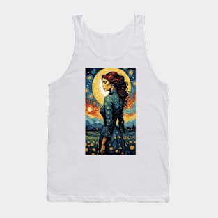 Starry Night Symphony: Van Gogh-Inspired Woman Tank Top